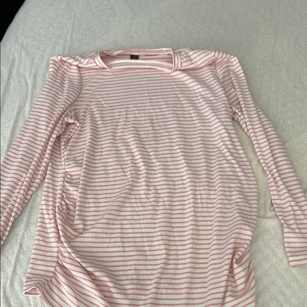 SHEIN Pink Striped Long Sleeve Tee